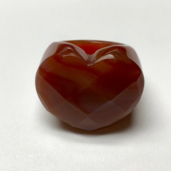 Banded Agate Faceted Heart-Shape Ring Sz 10 - Picture 3 of 8
